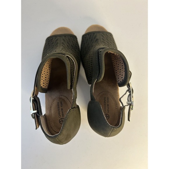 Giani Bernini Jaccee Memory-Foam Perforated Shooties Heeled SZ 7 Olive Green - Picture 5 of 10